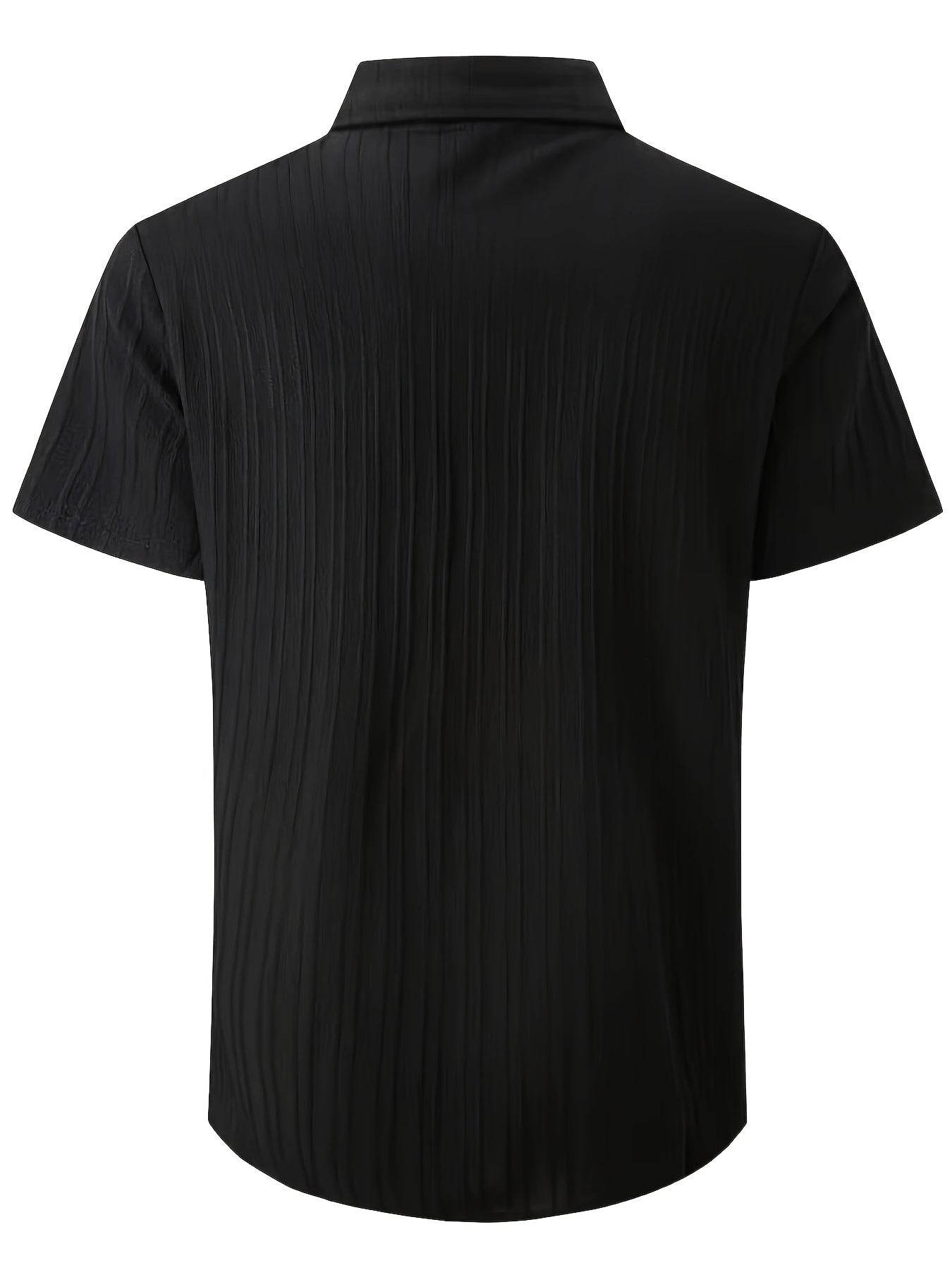 Men's Casual Striped Jacquard Shirt - Lightweight & Breathable for Summer - Buy Center US