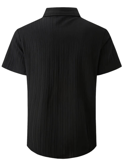Men's Casual Striped Jacquard Shirt - Lightweight & Breathable for Summer - Buy Center US