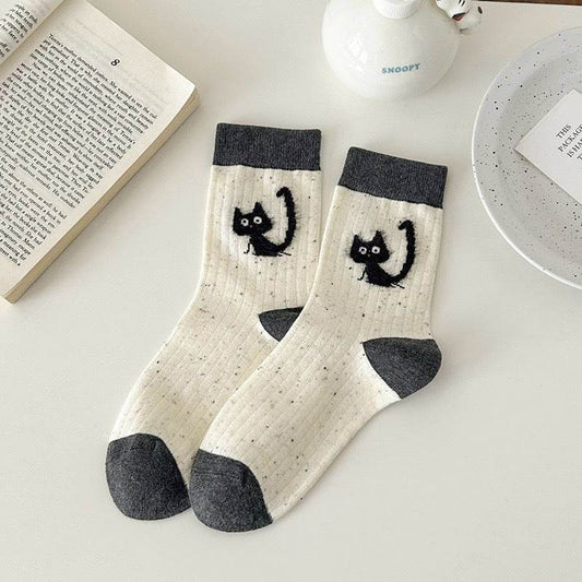 Cute Cartoon NEPs Yarn Socks - Plush Mid Tube Stockings for Women - Buy Center US