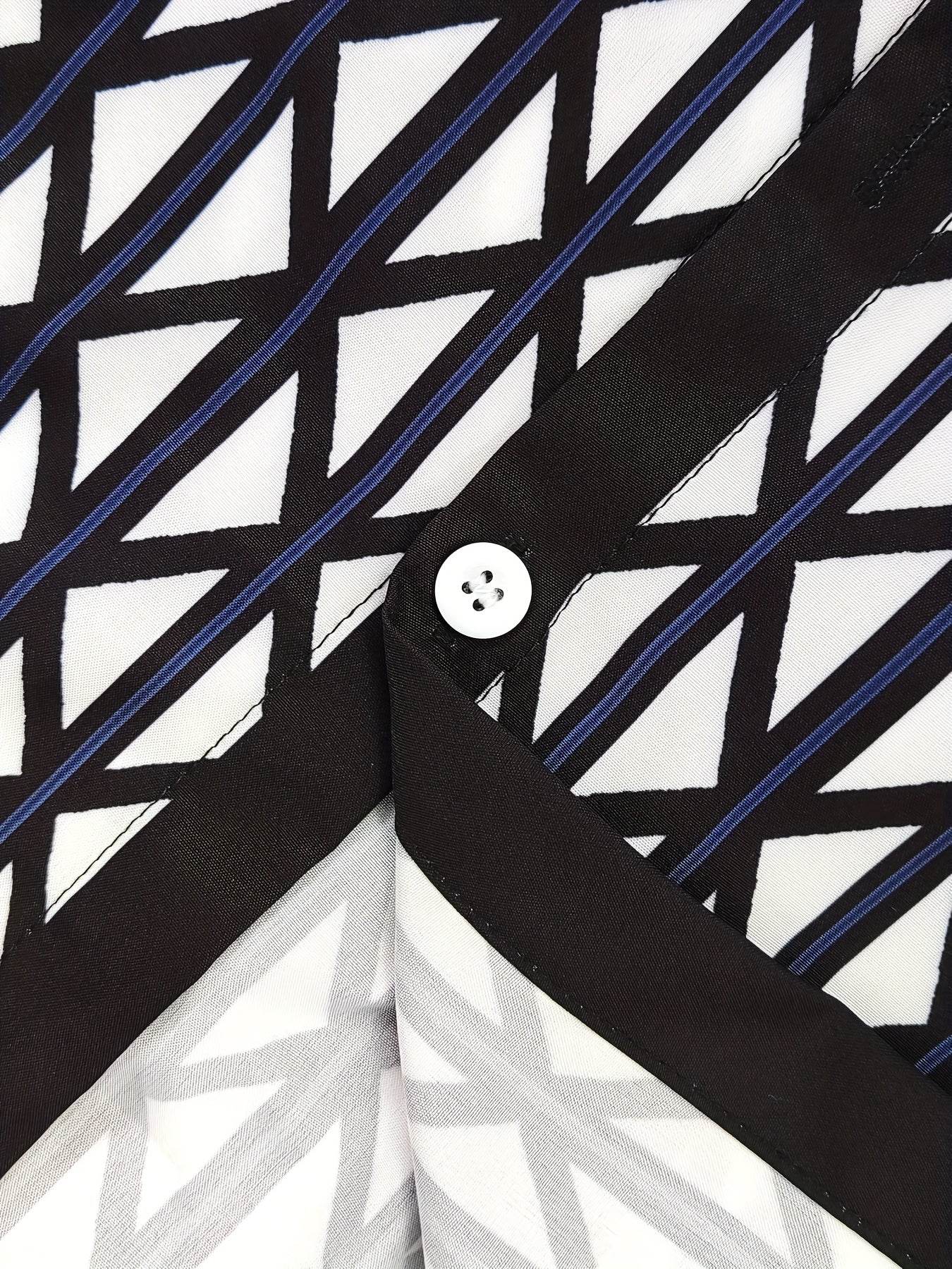 Men's Classic Black and White Suit - Geometric Pattern Casual Set - Buy Center US