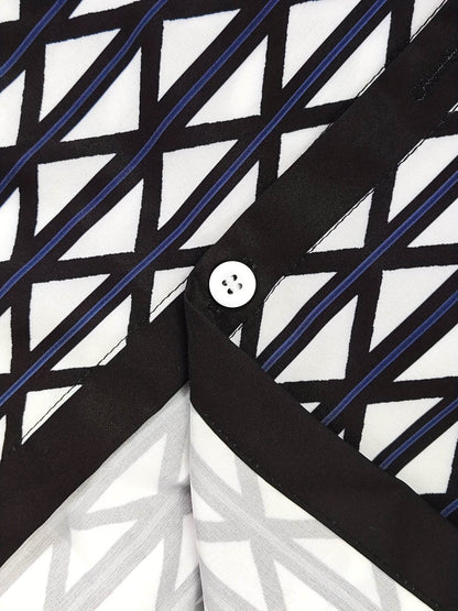 Men's Classic Black and White Suit - Geometric Pattern Casual Set - Buy Center US