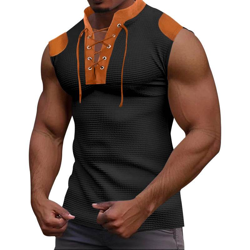 Casual Multicolor V-Neck Sleeveless T-Shirt - Summer Essential for Youth - Buy Center US