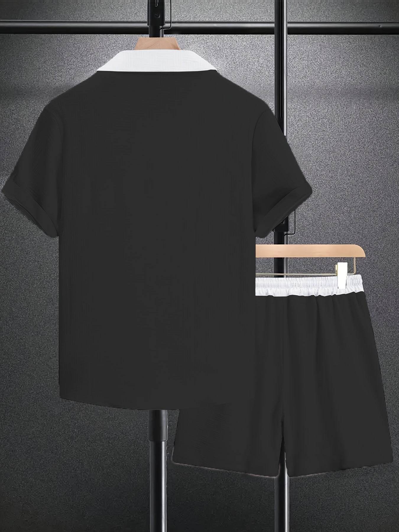 Men’s Summer Jacquard Shirt & Shorts Set - Casual Sports Outfit - Buy Center US