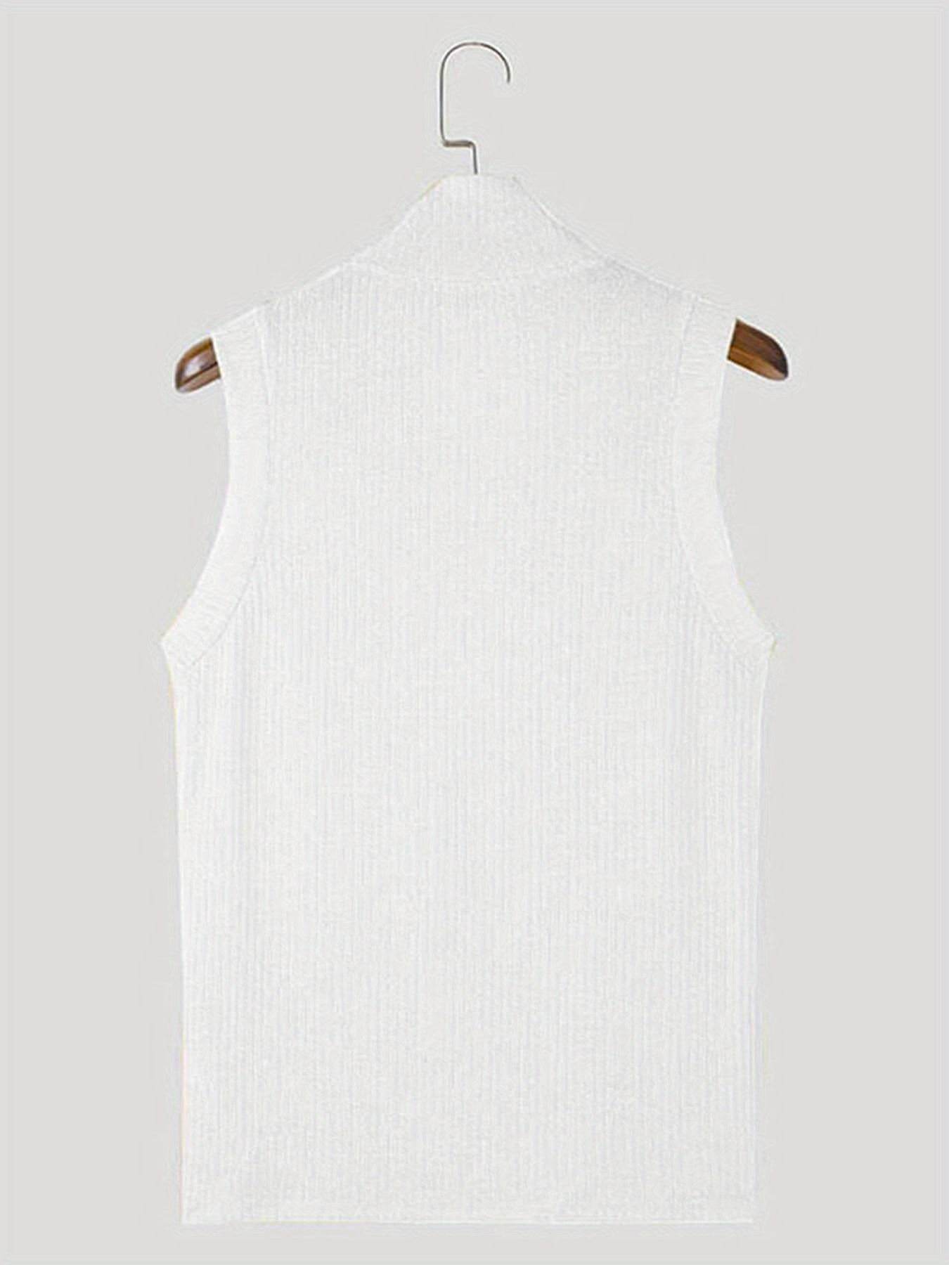 Men's Casual Ribbed Knit Sleeveless Shirt - Lapel Collar Button-Up Tank - Buy Center US