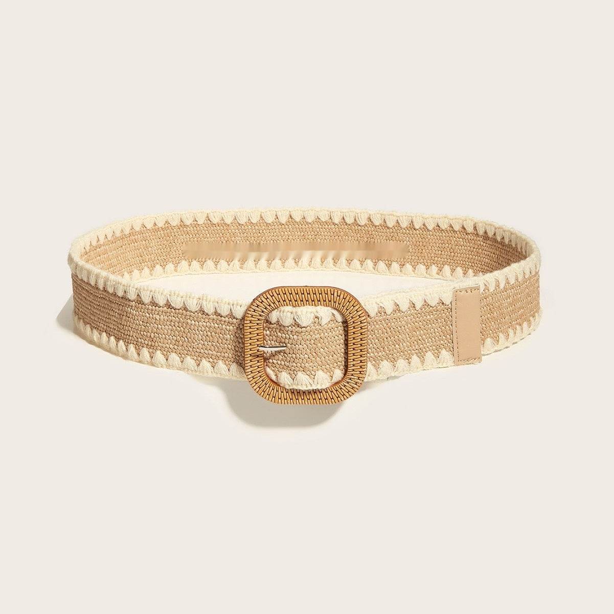 Elegant Wooden Buckle PP Grass Belt - European & American Style - Buy Center US