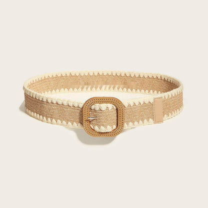 Elegant Wooden Buckle PP Grass Belt - European & American Style - Buy Center US