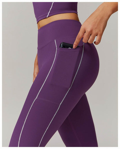 Contrast Color High Waist Yoga Pants - Pocket & Nude Feel for Women - Buy Center US