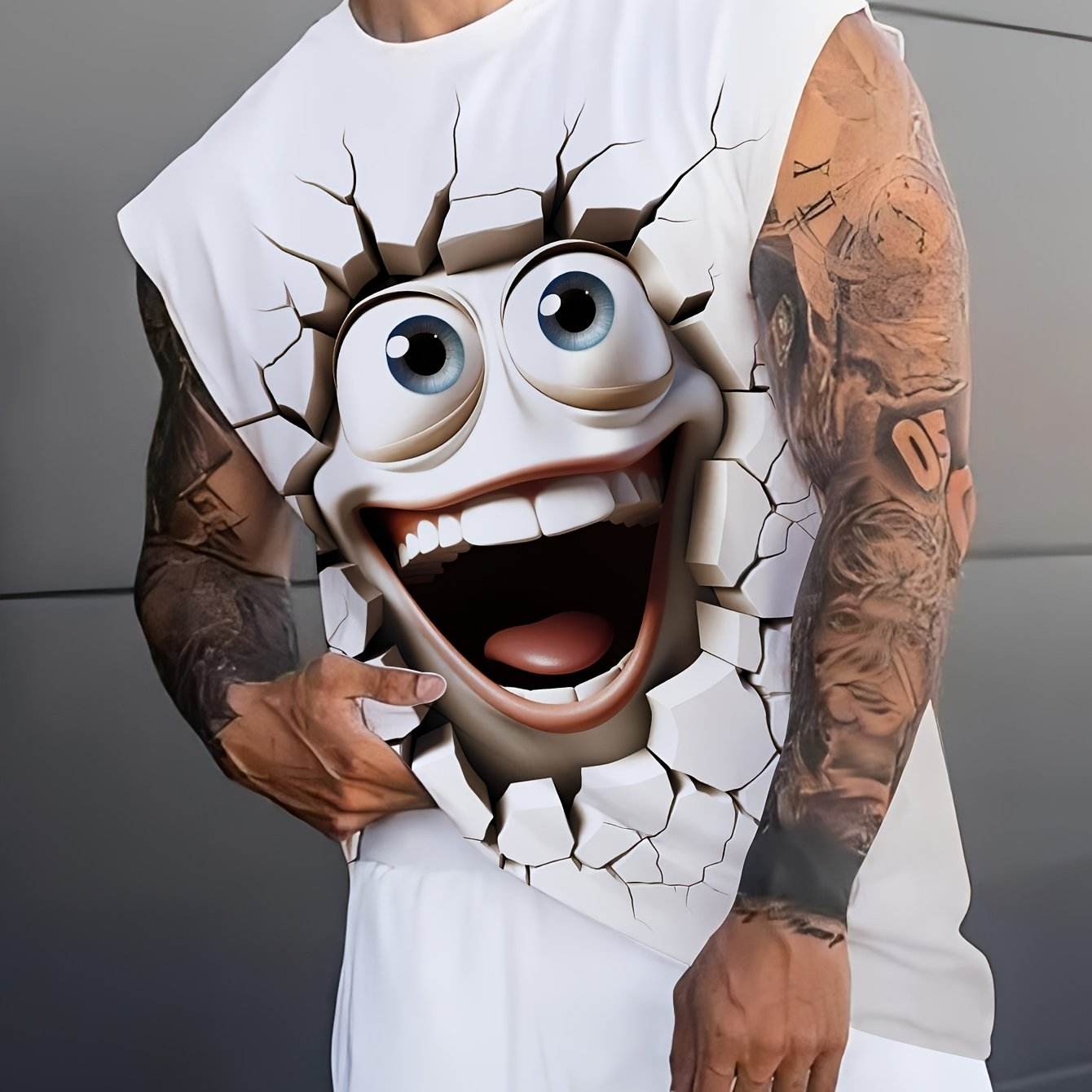 Men's Casual Sleeveless T-Shirt - 3D Printed Cartoon Design for Summer Fun - Buy Center US
