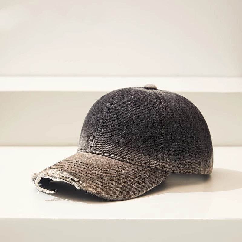 Distressed Gradient Denim Baseball Cap - Adjustable & Fashionable for All Seasons - Buy Center US
