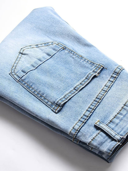 Men's Casual Skinny Jeans - High-Quality, Trendy Raw Wash Design - Buy Center US