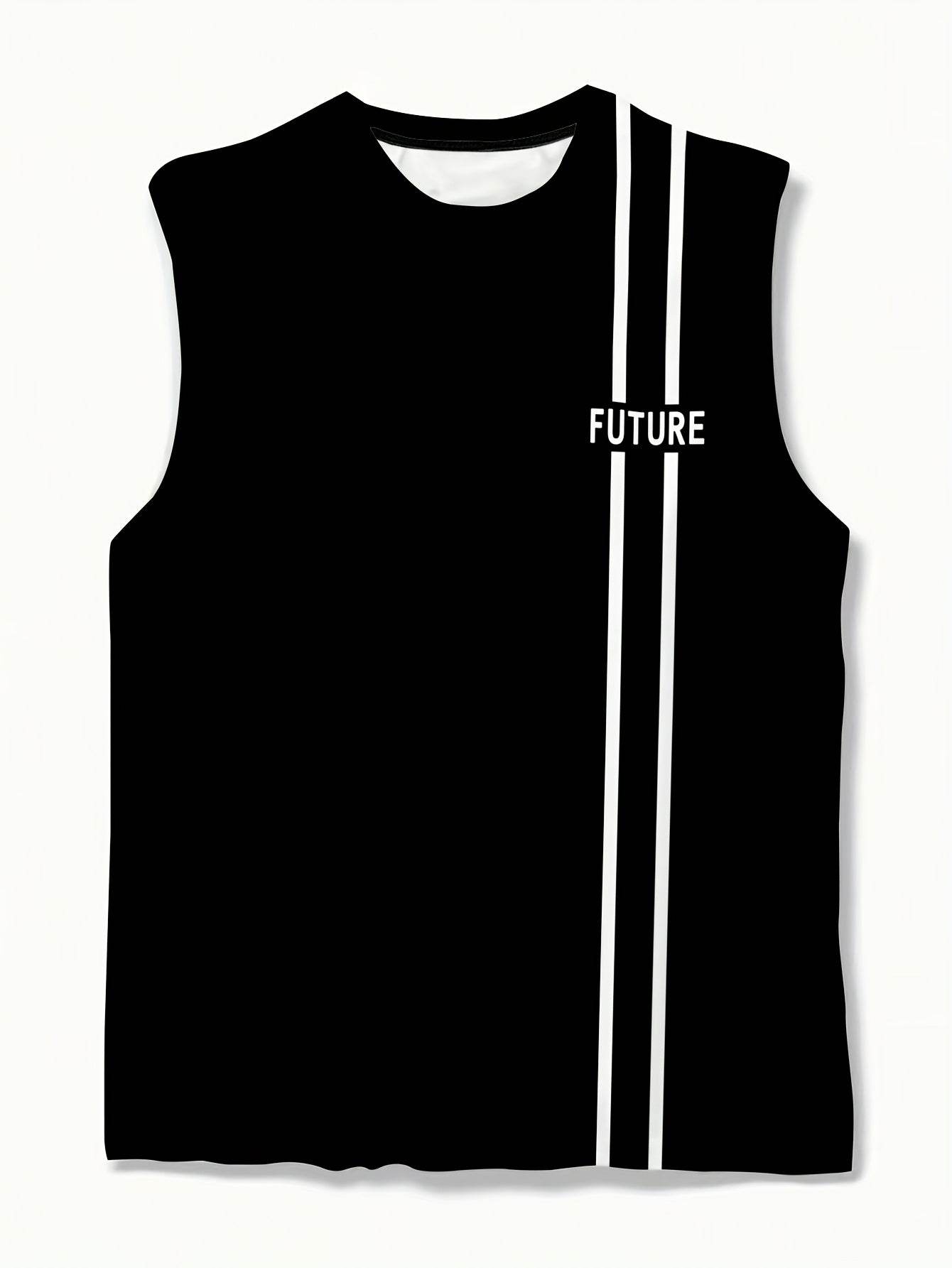 Men's 3D Black Patterned Tank Top - Breathable Sleeveless Sports Vest - Buy Center US