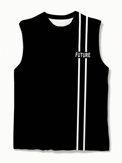 Men's 3D Black Patterned Tank Top - Breathable Sleeveless Sports Vest - Buy Center US