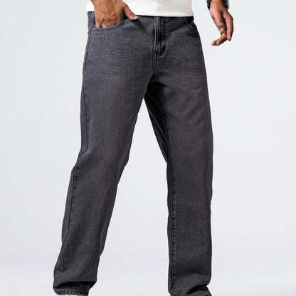 Men's Loose Fit Straight Leg Jeans - 85% Cotton Casual Denim Style - Buy Center US