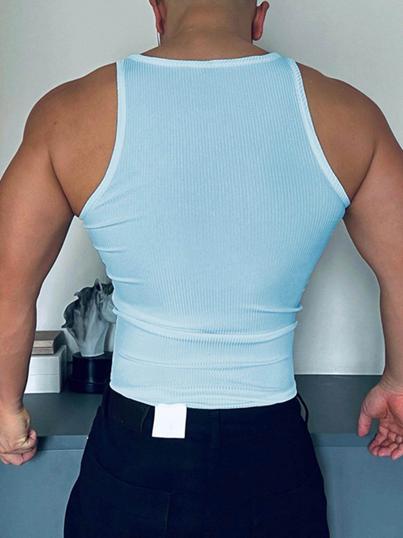 Men's Slim Fit Zip-Up Tank Top - Casual White Vest with Ribbed Texture - Buy Center US
