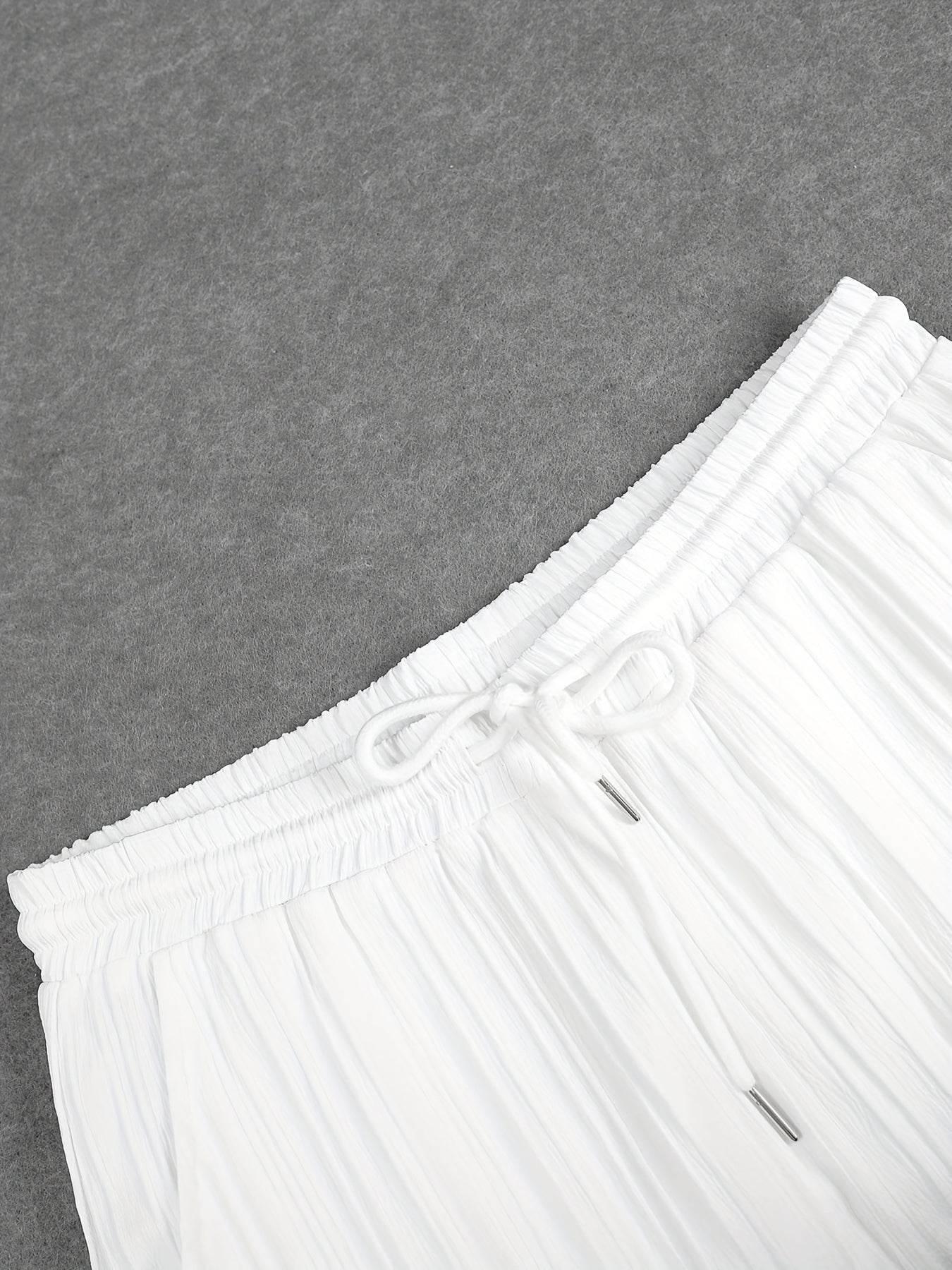 Men's Summer Striped Short Sleeve Shirt & Pants Set - Casual White Look - Buy Center US
