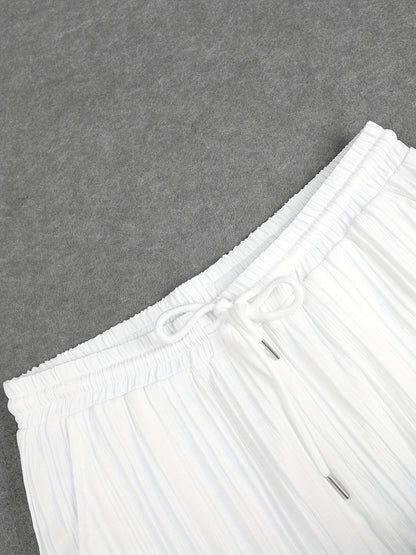 Men's Summer Striped Short Sleeve Shirt & Pants Set - Casual White Look - Buy Center US