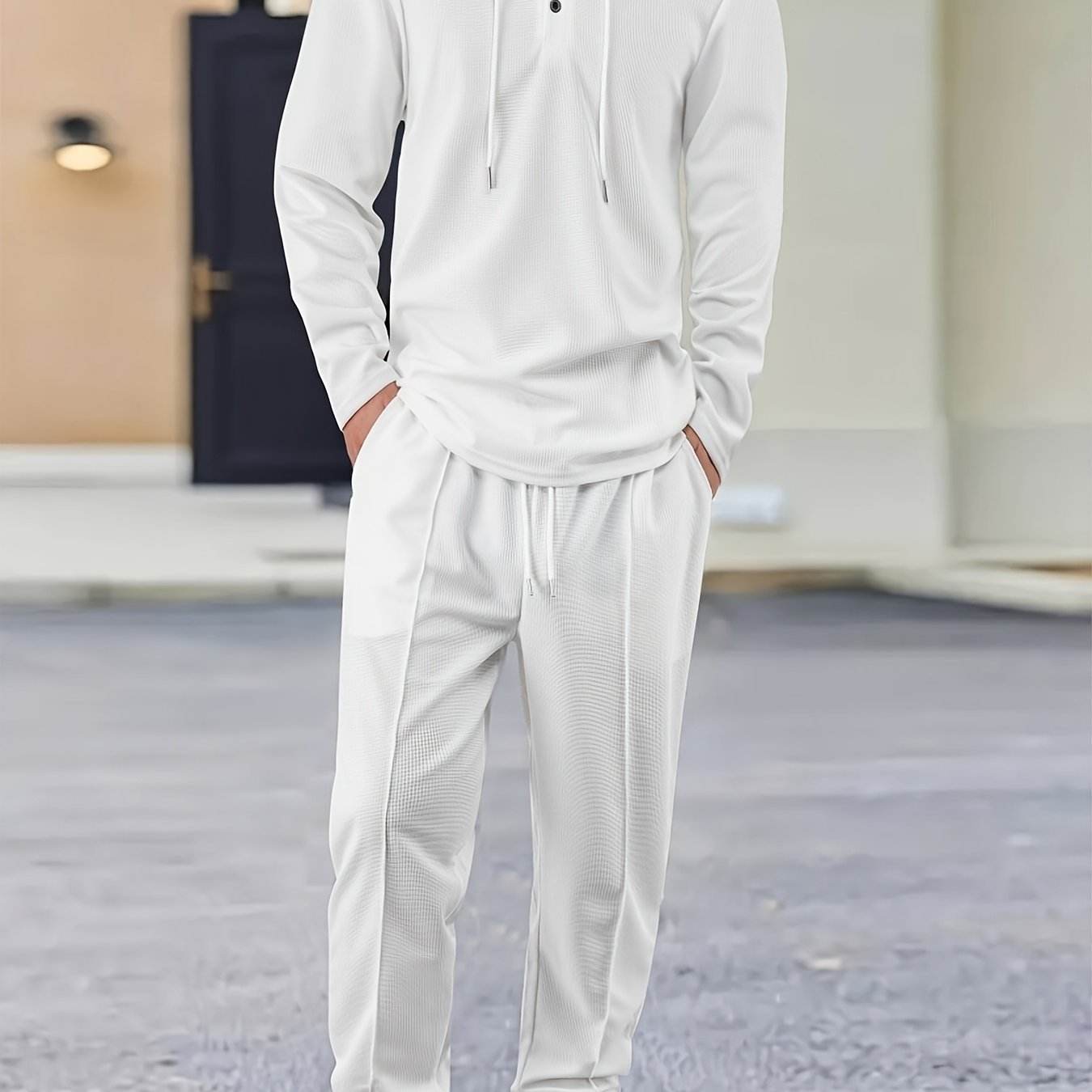 Casual Men's 2-Piece Set - Hooded Sweatshirt & Drawstring Pants - Buy Center US
