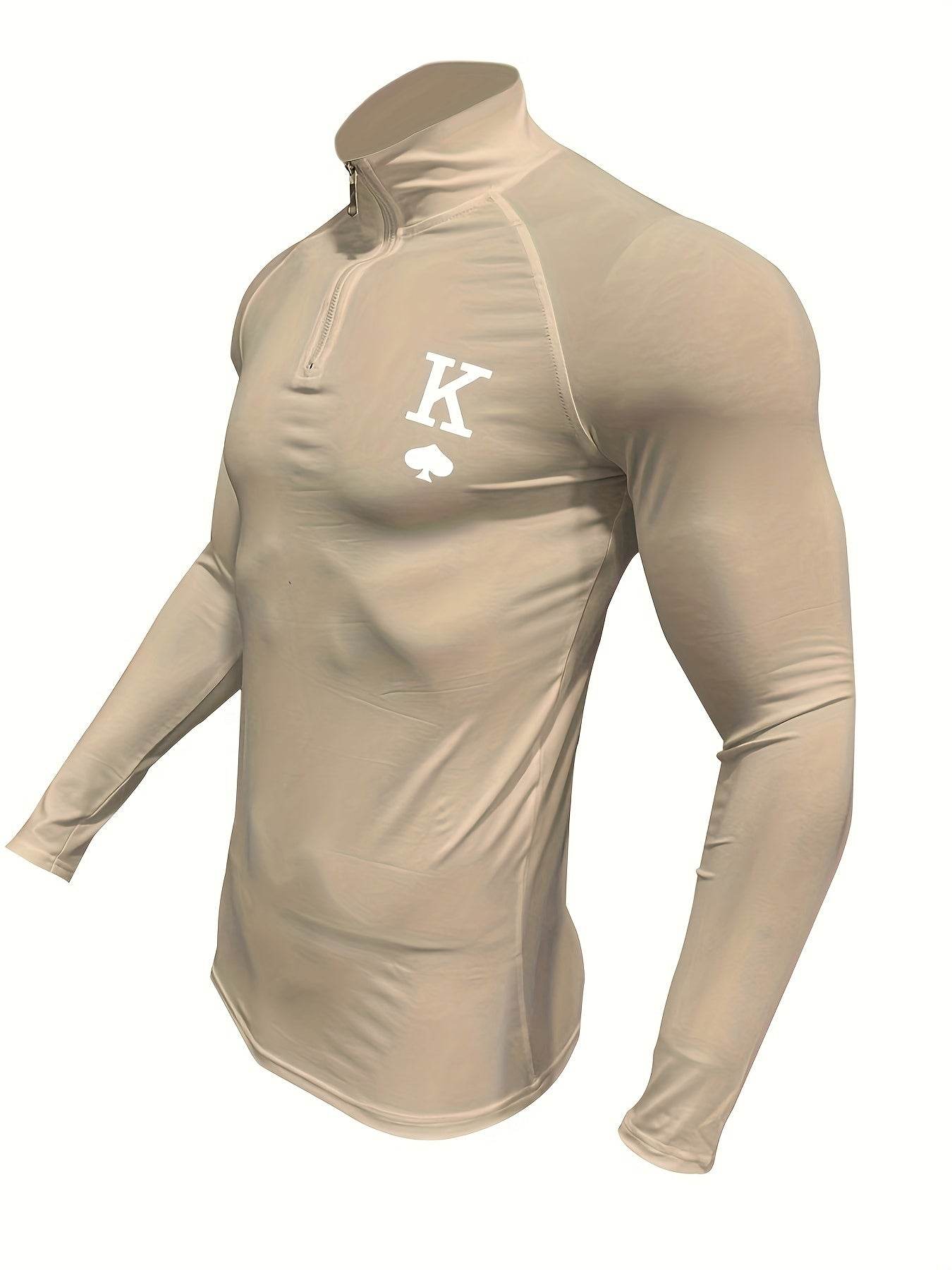 Men's White Sporty Zip-Up Shirt - Tight-Fit Stretch Fabric for Gym - Buy Center US