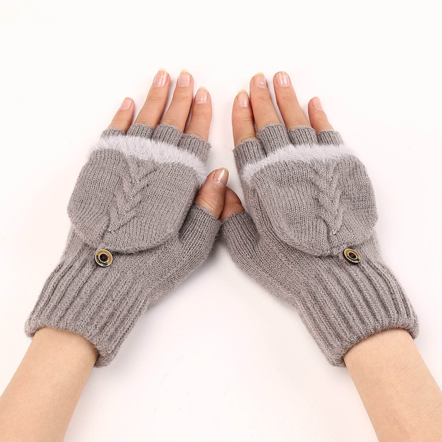 Women's Warm Wool Fingerless Gloves - Fashionable & Touchscreen Ready - Buy Center US