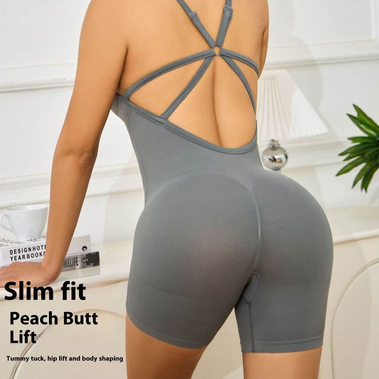 Women's Seamless Motion Yoga Jumpsuit - Stylish Back Design, Breathable Fabric - Buy Center US