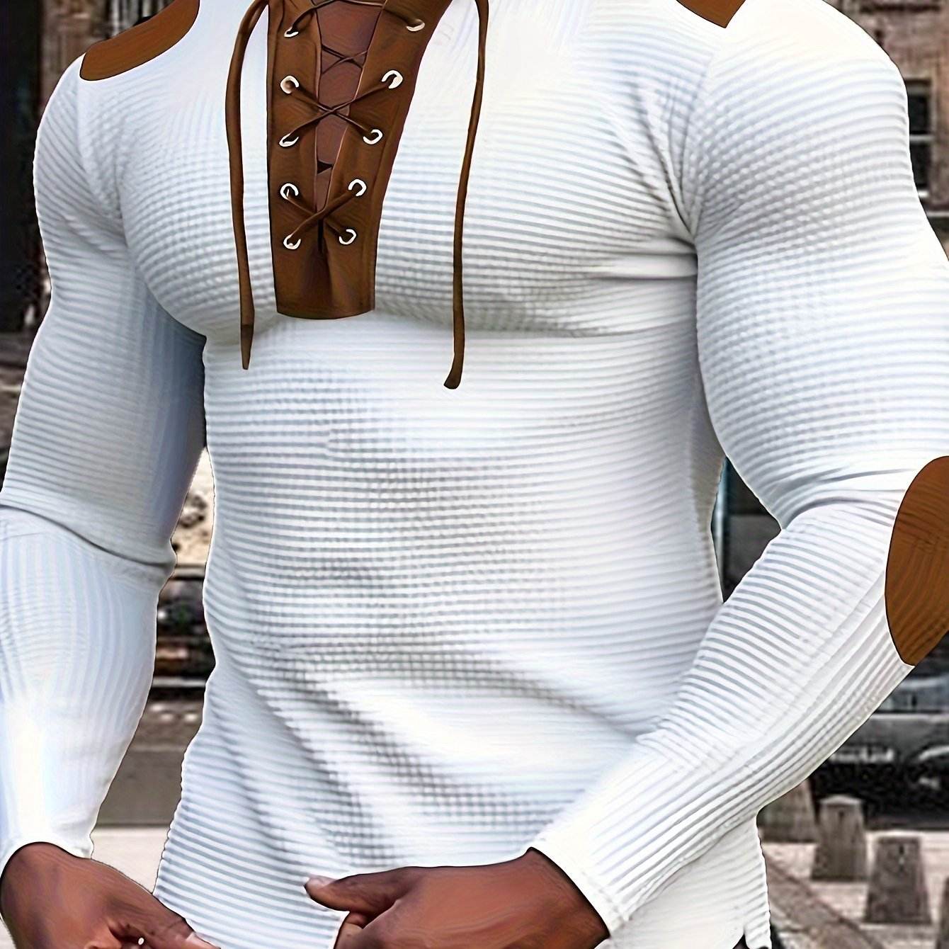 Men's Color Block Waffle Knit Henley Shirt - Breathable & Stylish Top - Buy Center US