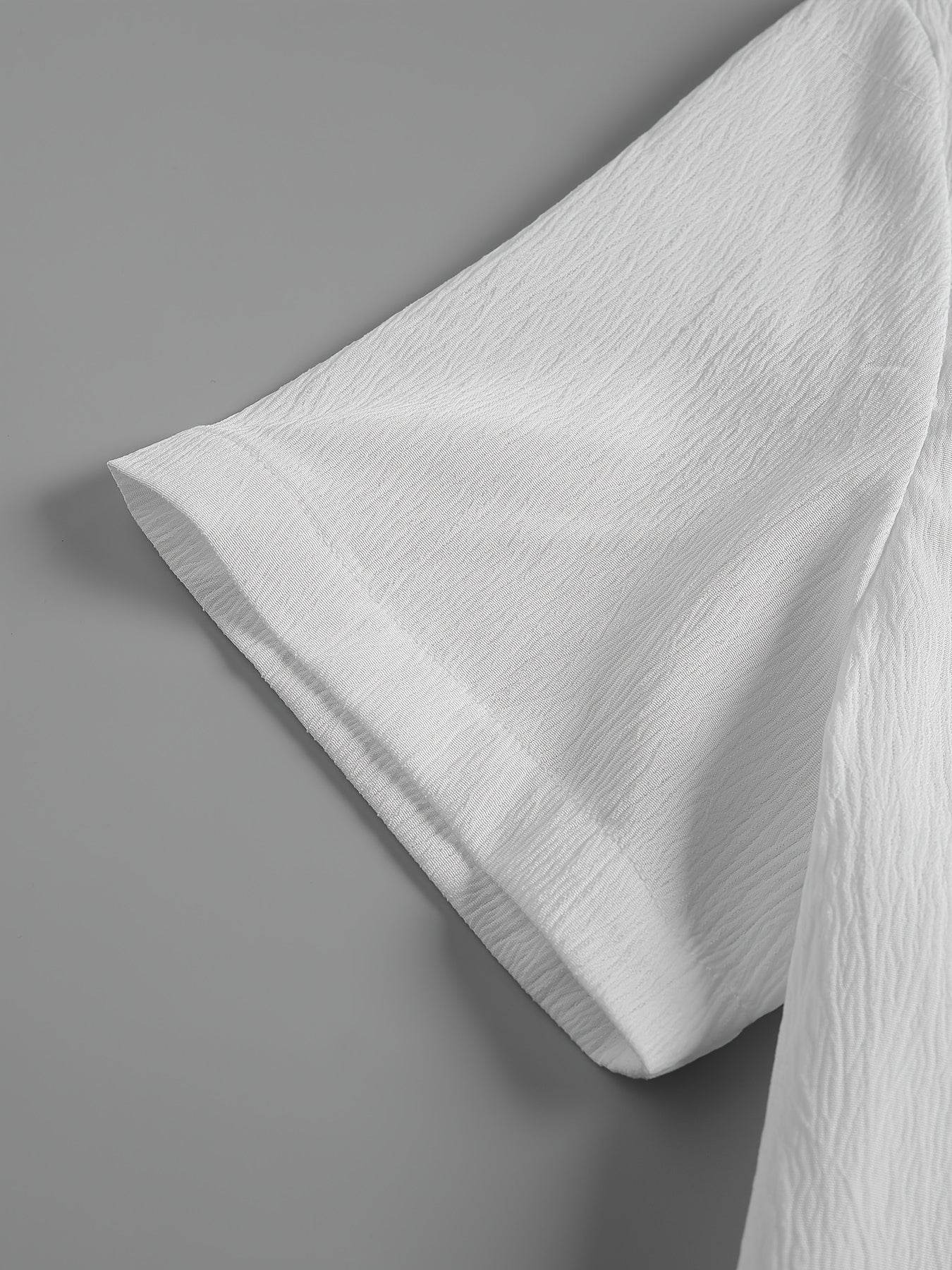 Lightweight Washed Textured Short Sleeve Shirt & Solid Pants Set - Buy Center US