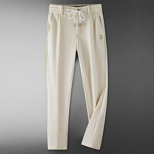 Fashionable Corduroy Sweatpants for Men - Micro Elasticity & Mid Waist - Buy Center US