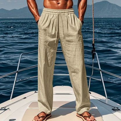 Breathable Cotton-Linen Leisure Sports Trousers - Mid Waist, Multiple Colors - Buy Center US