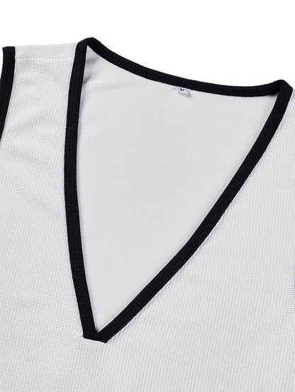 Fashionable Men's Slim-Fit Vest - Solid Color V-Neck with Stretch - Buy Center US