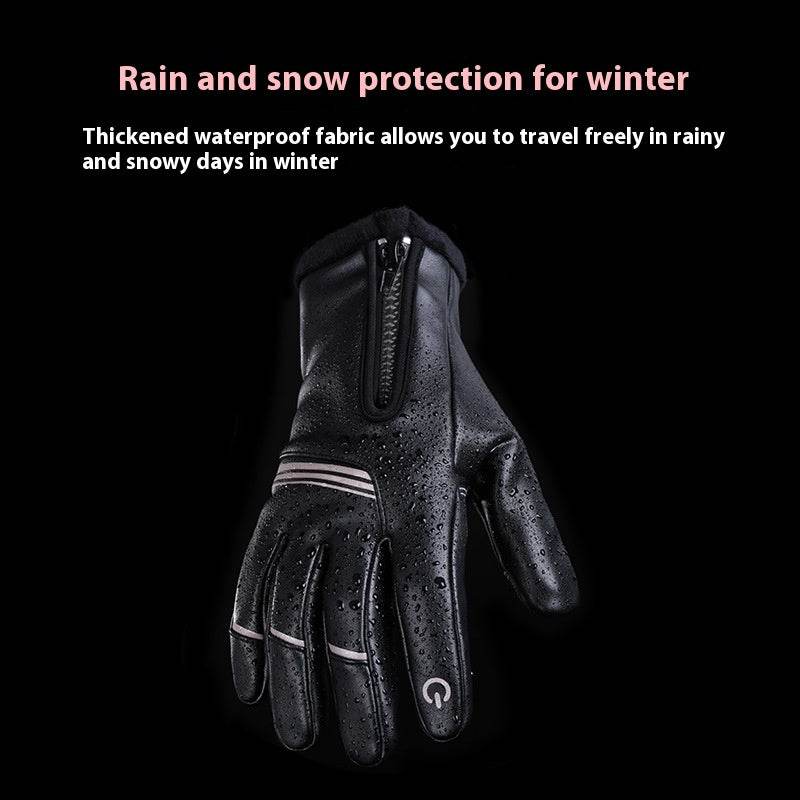 Buycenter Winter Leather Riding Gloves - Fleece-Lined, Windproof Design - Buy Center US