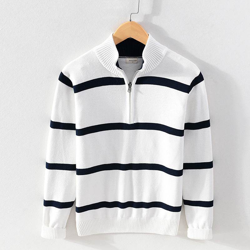 Men's Cotton Wool Half Zipper Sweater - Casual Slim Fit Pullover - Buy Center US