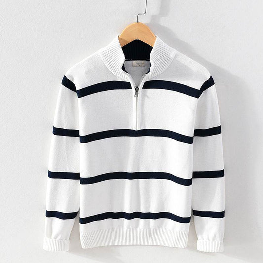 Men's Cotton Wool Half Zipper Sweater - Casual Slim Fit Pullover - Buy Center US