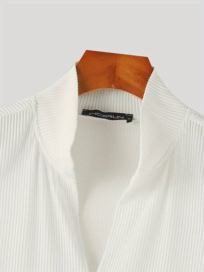 Men's Sleeveless Knit Tank Top - White V-Neck, Slim Fit Casual Wear - Buy Center US
