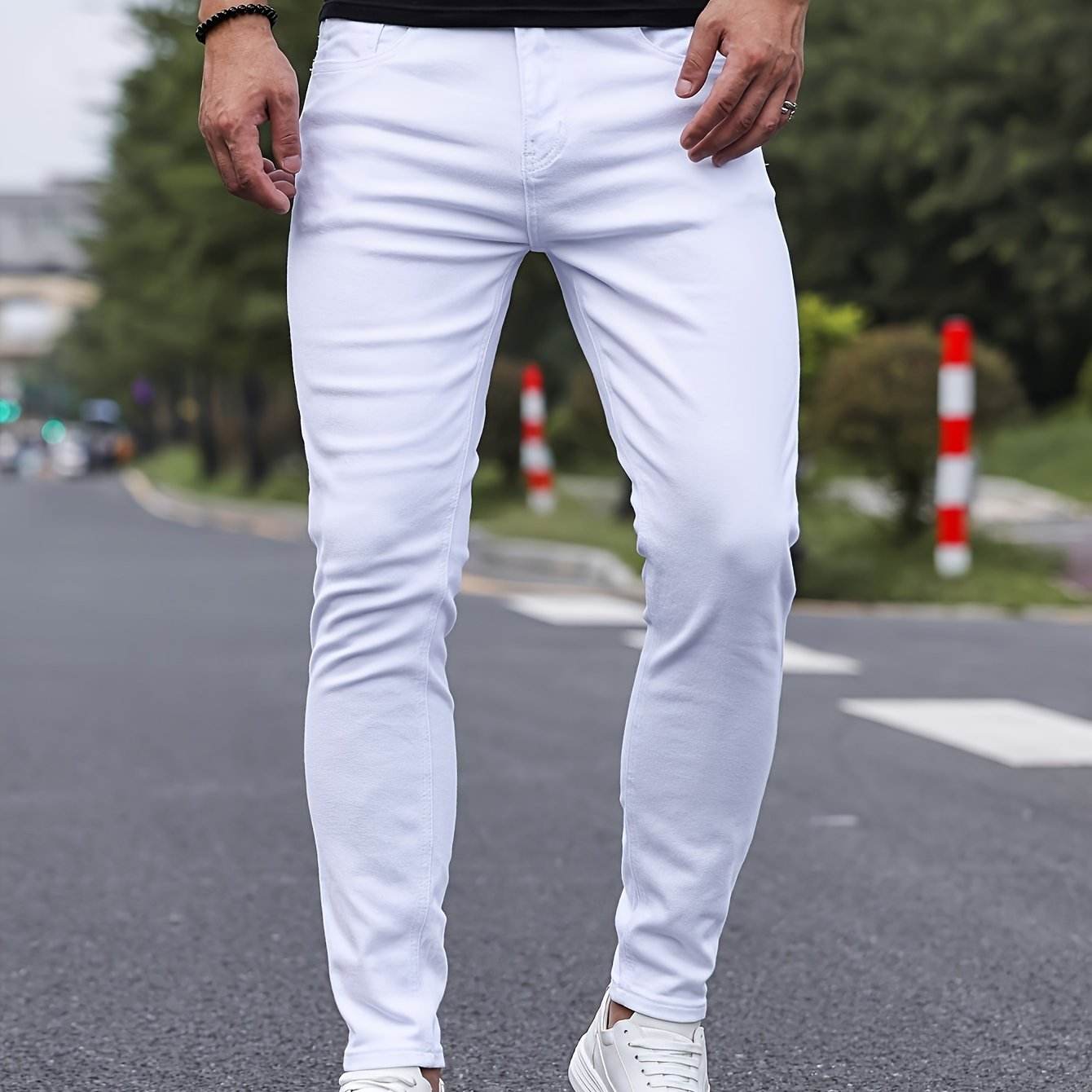 Men's Mustard Yellow Slim-Fit Jeans - All-Season Casual Comfort - Buy Center US