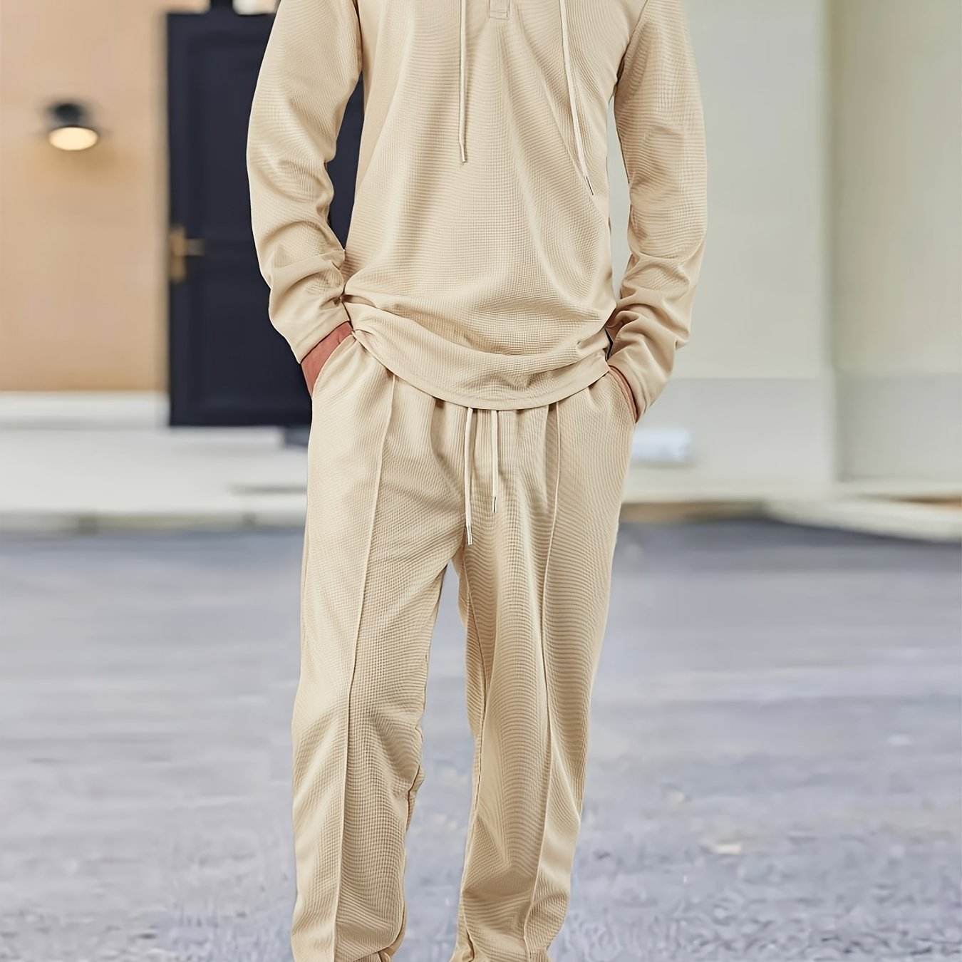 Casual Men's 2-Piece Set - Hooded Sweatshirt & Drawstring Pants - Buy Center US