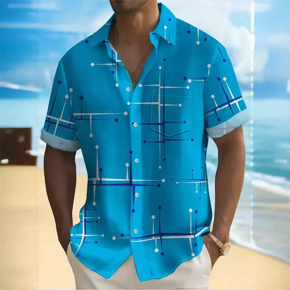 Men's Fashion Printed Short Sleeve Shirt - Slim Fit, Polyester Fabric - Buy Center US