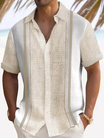Buycenter Men's Short Sleeve Striped Beach Shirt - Casual & Stylish Fit - Buy Center US