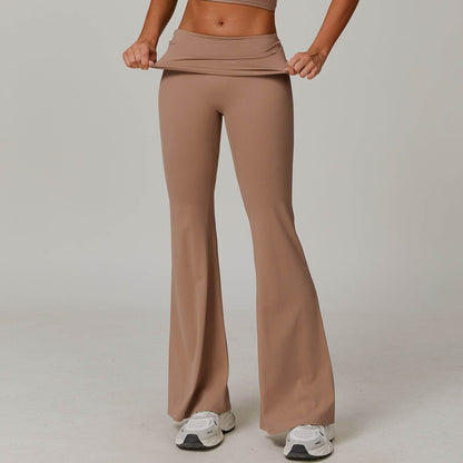 Women's High Waist Yoga Pants - Casual, Folding Design for Fitness - Buy Center US