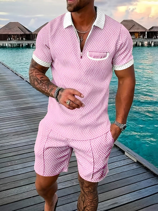 Men's Casual Knee-Length Kurta and Shorts Set - Breathable Polyester, Stylish - Buy Center US