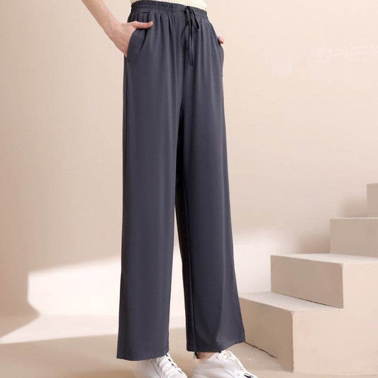 Stylish High-Waist Baggy Pants - Sports Drape Straight Leg for Comfort - Buy Center US