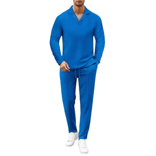 Buycenter Men's Solid Color Suit - Autumn Winter Long Sleeve Trousers - Buy Center US