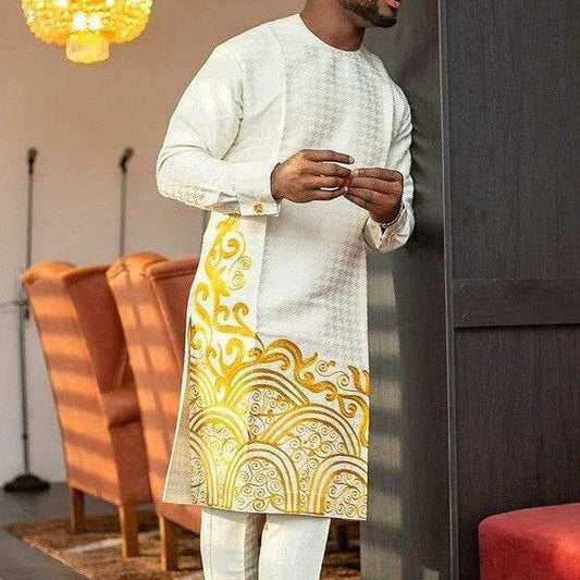 Buycenter Men’s Leisure Set - Printed Long Sleeve Shirt & Trousers - Buy Center US