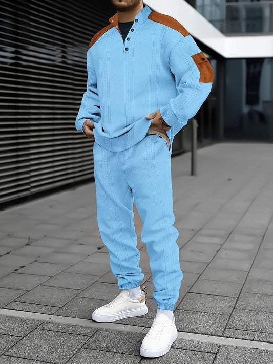 Men's Casual Sports Suit - Color Block Design, Comfortable & Breathable Fabric - Buy Center US