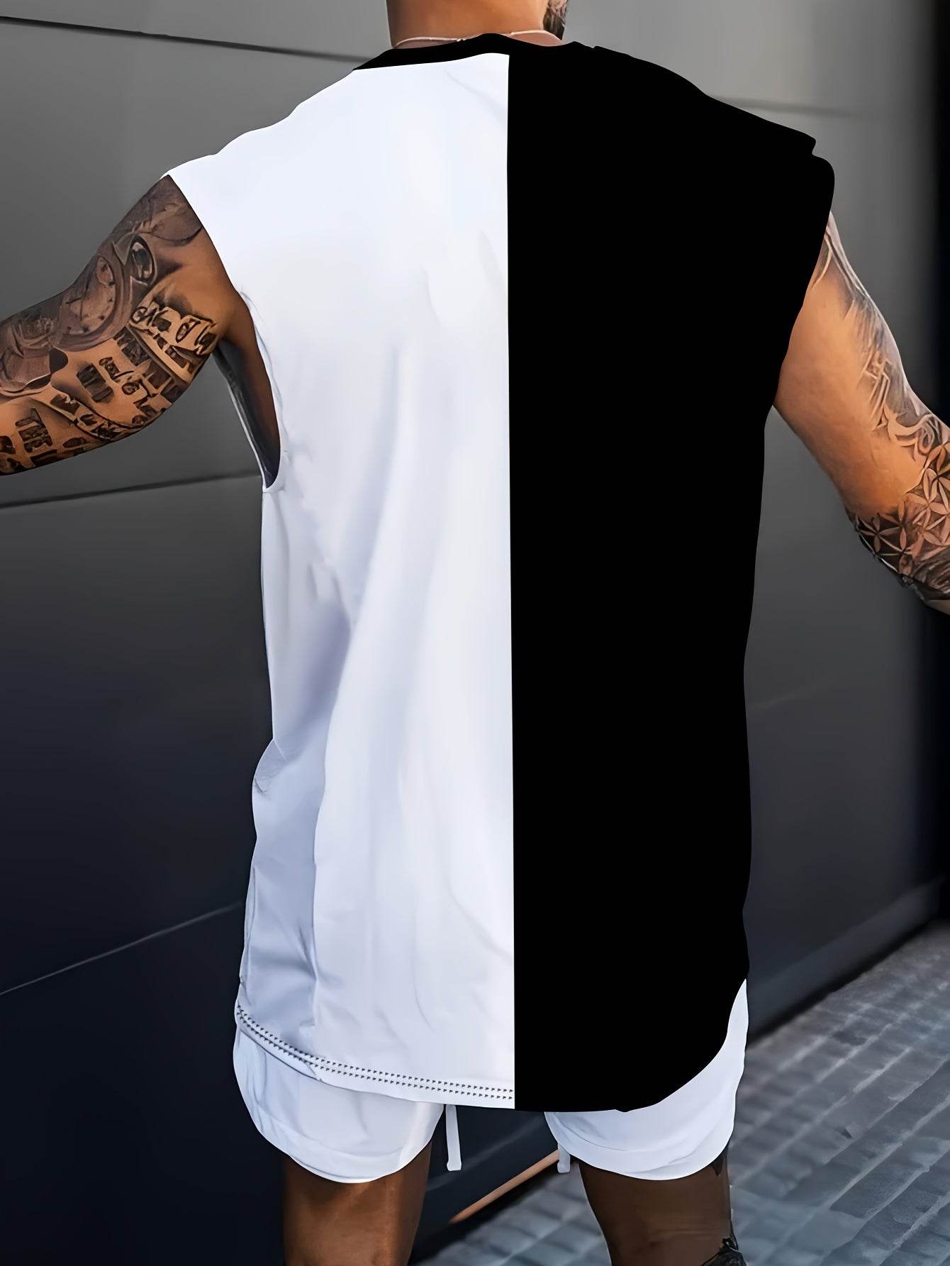 Men's 3D Color Block Sleeveless T-Shirt - Breathable Gym Sportswear - Buy Center US