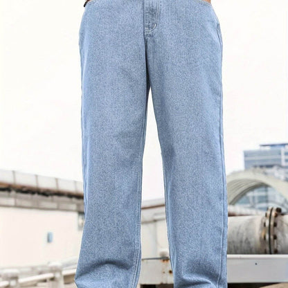 Men’s Loose-Fit Jeans - Cotton Blend All-Season Denim with Pockets - Buy Center US