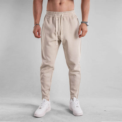 Slim Fit Ankle Banded Pants - Zipper Design & Drawstring Style - Buy Center US