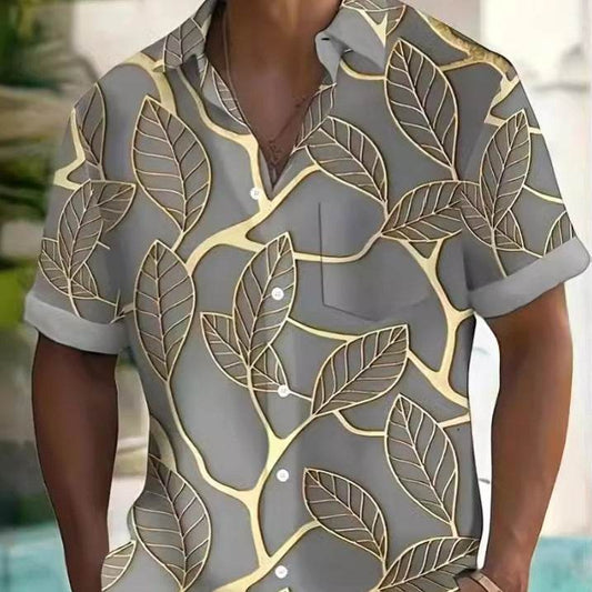 Men's Fashion Printed Short Sleeve Shirt - Slim Fit, Polyester Fabric - Buy Center US