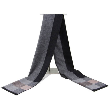 Buycenter Men's Knitted Plaid Scarf - Warm Jacquard Design for Winter - Buy Center US