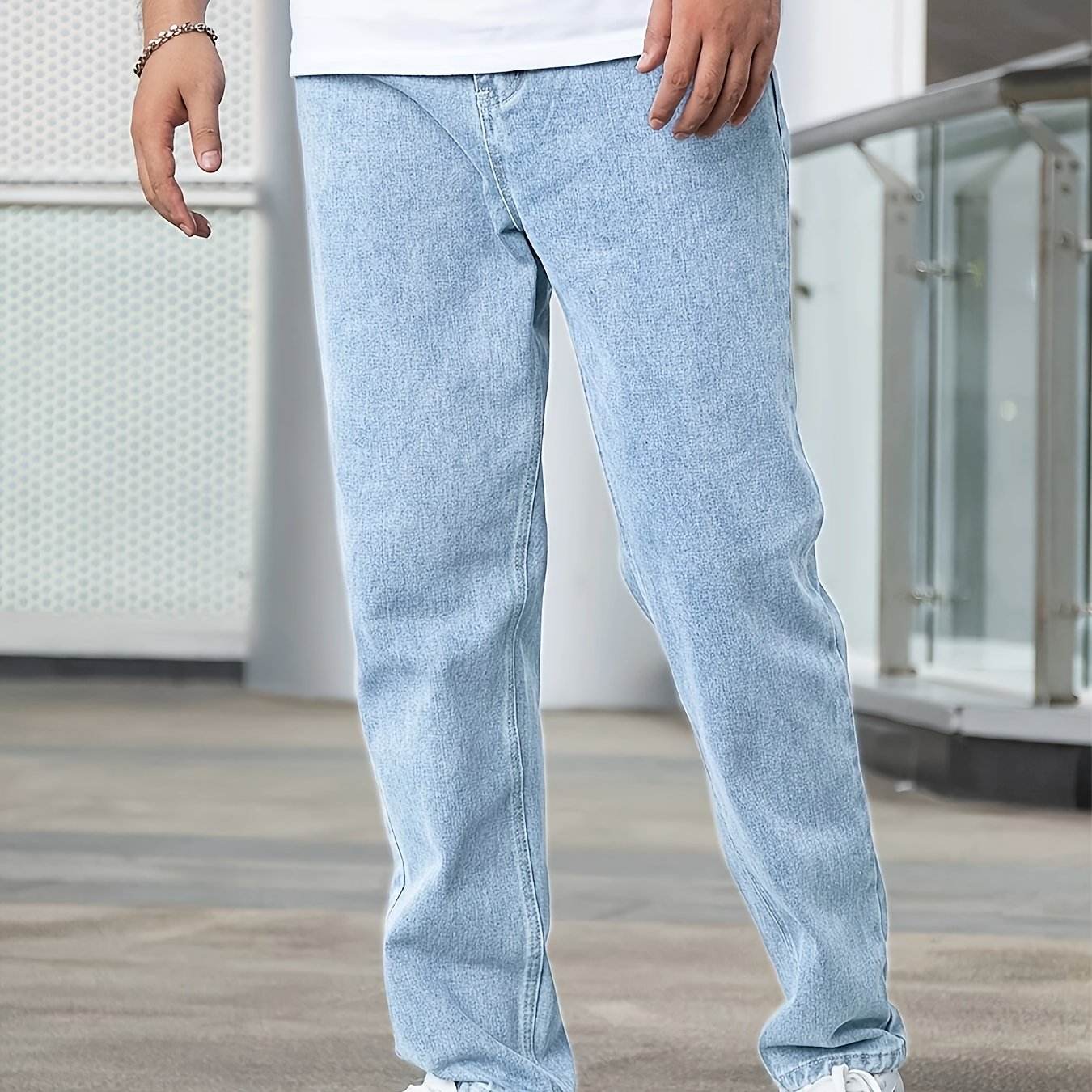 Loose Fit Men's Jeans - Cotton Blend, All-Season Basics for Adults - Buy Center US