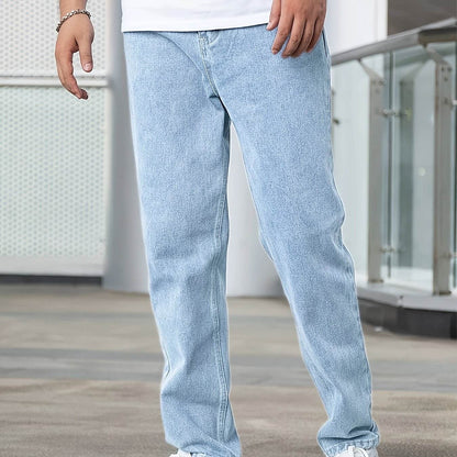 Loose Fit Men's Jeans - Cotton Blend, All-Season Basics for Adults - Buy Center US